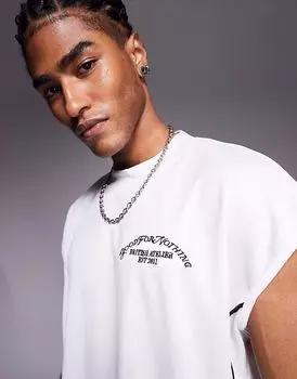 Футболка-безрукавка Good For Nothing бежевого цвета с черной окантовкой