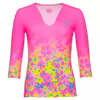 Футболка BIDI BADU Baya Tech V Neck Longsleeve pink/yellow/turquoise (FA19), цвет pink/gelb/trkis