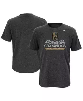 Футболка Big Boys and Girls Heather Charcoal Vegas Golden Knights 2023 Western Conference Champions в раздевалке Fanatics, черный