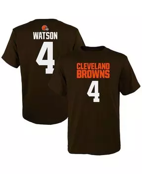 Футболка Big Boys Deshaun Watson Brown Cleveland Browns Mainliner с именем и номером игрока Outerstuff
