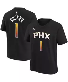 Футболка Big Boys Devin Booker Black Phoenix Suns Statement Edition с именем и номером игрока Jordan, черный