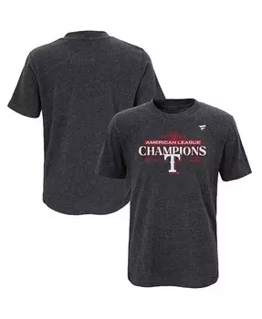 Футболка Big Boys Heather Charcoal Texas Rangers 2023 Чемпионов Американской лиги в раздевалке Fanatics, черный