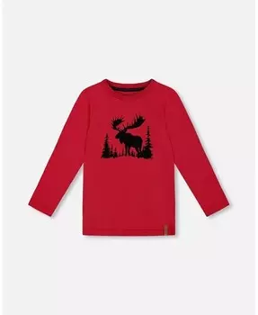 Футболка Big Boys красная с принтом лося Deux Par Deux, красный