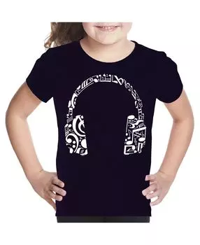 Футболка Big Girl's Word Art — наушники с музыкальной нотой LA Pop Art