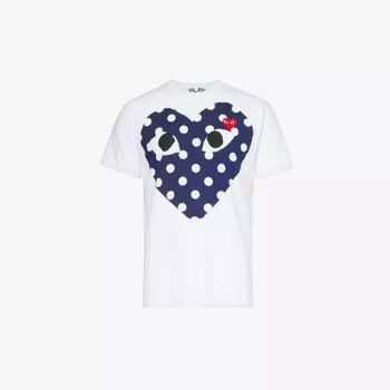 Футболка Big Heart из хлопкового джерси в горошек Comme des Garons, белый
