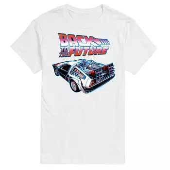Футболка Big & Tall Back to the Future с графическим рисунком Delorean Licensed Character, белый