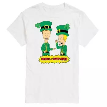 Футболка Big & Tall Beavis & Butthead для Дню Святого Патрика License, белый