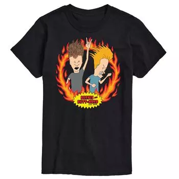 Футболка Big & Tall Beavis & Butthead Rock Flames License, черный