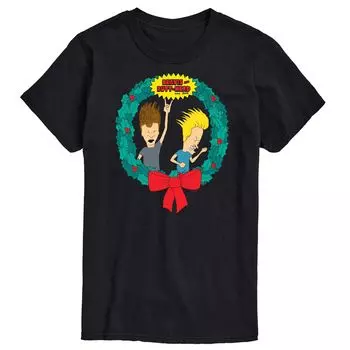 Футболка Big & Tall Beavis & Butthead Rockin с венком Licensed Character, черный