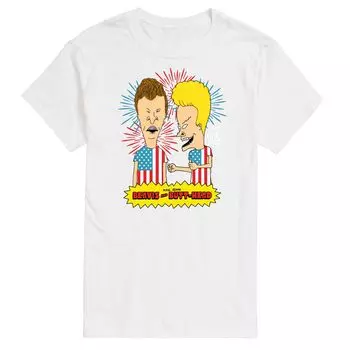 Футболка Big & Tall Beavis & Butthead USA Firework Licensed Character, белый