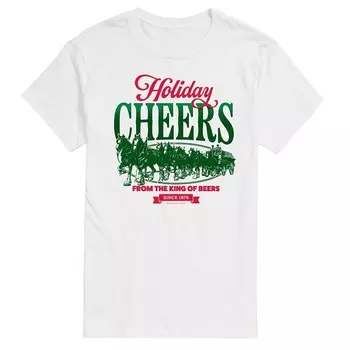 Футболка Big & Tall Budweiser Clydesdales Holiday Cheers с рисунком Licensed Character, белый