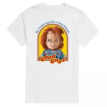 Футболка Big & Tall Chucky с рисунком Good Guys в стиле ретро Licensed Character, белый