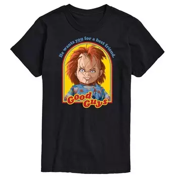 Футболка Big & Tall Chucky с рисунком Good Guys в стиле ретро Licensed Character, черный