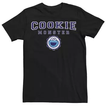 Футболка Big & Tall Cookie Monster в стиле преппи Licensed Character, черный