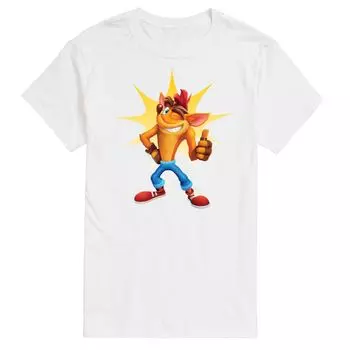 Футболка Big & Tall Crash Bandicoot с цветком «палец вверх» Licensed Character, белый