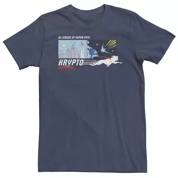 Футболка Big & Tall DC Comics Super Pets с криптографической вставкой Licensed Character, цвет Navy Heather
