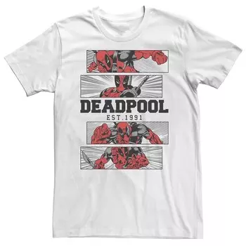 Футболка Big & Tall Deadpool Action Shot Panels Licensed Character, белый