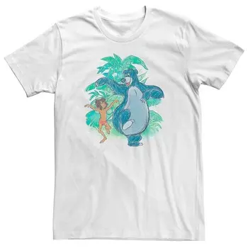 Футболка Big & Tall Disney «Книга джунглей» с эскизом танцующих Маугли и Балу Licensed Character, белый
