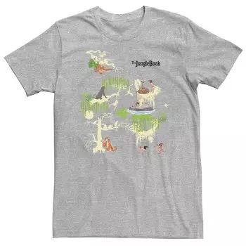 Футболка Big & Tall Disney «Книга джунглей» со сценами отряда Licensed Character, цвет Athletic Heather