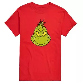 Футболка Big & Tall Dr. Seuss Grinch Face Licensed Character, красный