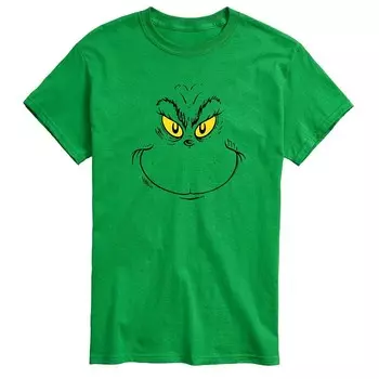 Футболка Big & Tall Dr. Seuss Grinch Face Licensed Character, зеленый