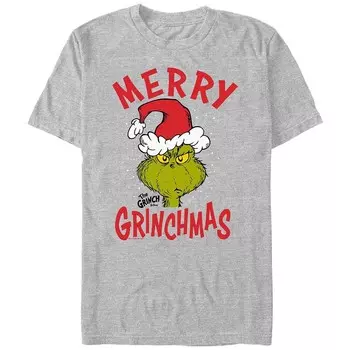 Футболка Big & Tall Dr. Seuss The Grinch с рождественским рисунком Licensed Character, цвет Athletic Heather