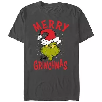 Футболка Big & Tall Dr. Seuss The Grinch с рождественским рисунком Licensed Character, цвет Charcoal