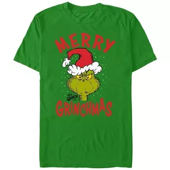 Футболка Big & Tall Dr. Seuss The Grinch с рождественским рисунком Licensed Character, цвет Kelly
