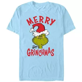 Футболка Big & Tall Dr. Seuss The Grinch с рождественским рисунком Licensed Character, цвет Light Blue
