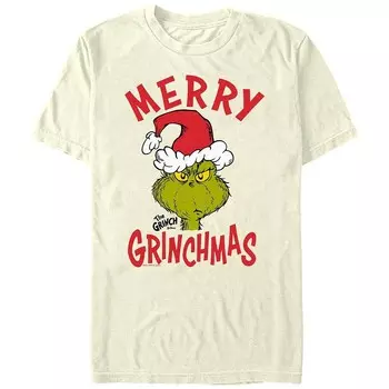 Футболка Big & Tall Dr. Seuss The Grinch с рождественским рисунком Licensed Character, цвет Natural