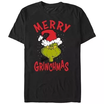 Футболка Big & Tall Dr. Seuss The Grinch с рождественским рисунком Licensed Character, черный