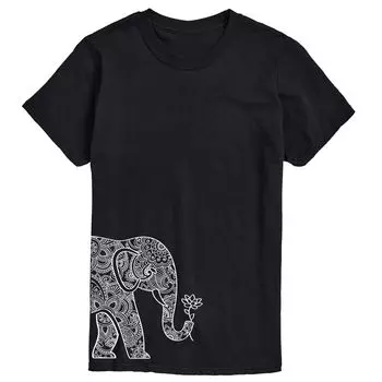 Футболка Big & Tall Elephant Lotus Licensed Character, черный