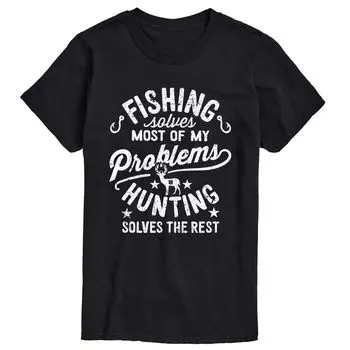 Футболка Big & Tall Fishing Solves Licensed Character, черный