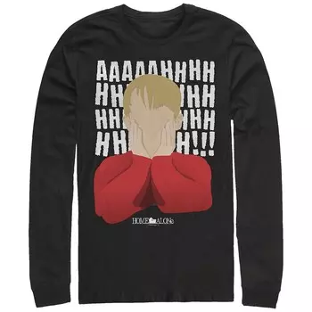 Футболка Big & Tall Home Alone Kevin's Scream с длинными рукавами и рисунком Licensed Character, черный