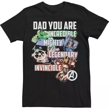 Футболка Big & Tall Marvel Avengers Dad You Are Incredible Licensed Character, черный