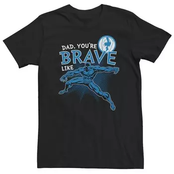 Футболка Big & Tall Marvel Black Panther Brave Dad на День отца, черный