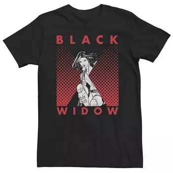 Футболка Big & Tall Marvel Black Widow с полутоновым портретом и логотипом, черный