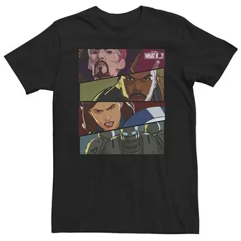 Футболка Big & Tall Marvel «Что если герой» с вставками из мультфильма, черный