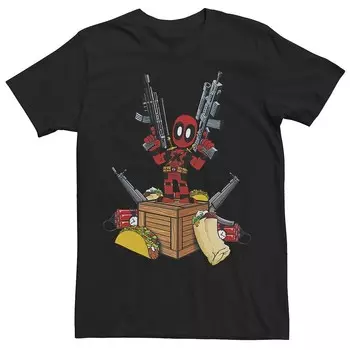 Футболка Big & Tall Marvel Deadpool с оружием и едой Licensed Character, черный