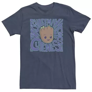 Футболка Big & Tall Marvel I am Groot Mischief, Mayhem, Cuteness Center Groot Face Tee Licensed Character, цвет Navy Heather