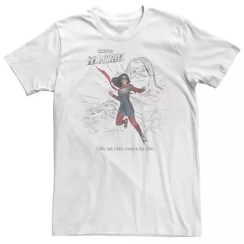 Футболка Big & Tall Marvel из фильма «Мисс Марвел. Эскиз, перенесенный в живую» Licensed Character, белый