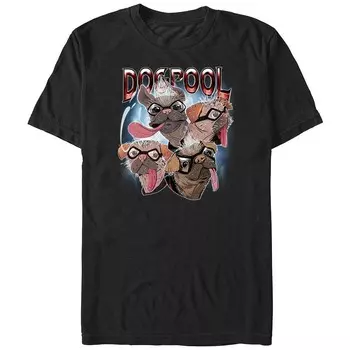 Футболка Big & Tall Marvel с изображением лиц Дэдпула и Росомахи Догпула, черный