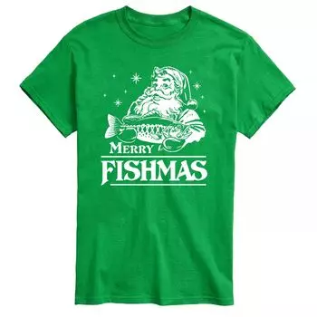 Футболка Big & Tall Merry Fishmas Santa Licensed Character, зеленый
