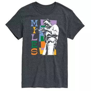 Футболка Big & Tall Miles Davis с цветными блоками Licensed Character, серый