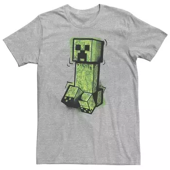 Футболка Big & Tall Minecraft Creeper в стиле граффити с портретом Licensed Character, цвет Athletic Heather