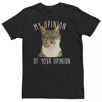 Футболка Big & Tall My Opinion Of Your Opinion с портретом кота Licensed Character, черный