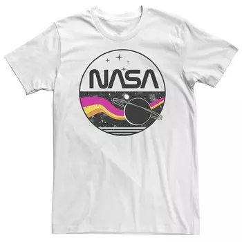 Футболка Big & Tall NASA в тон с круглым вырезом и портретом в стиле ретро Licensed Character, белый