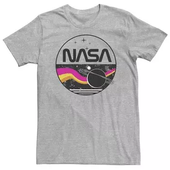Футболка Big & Tall NASA в тон с круглым вырезом и портретом в стиле ретро Licensed Character, цвет Athletic Heather