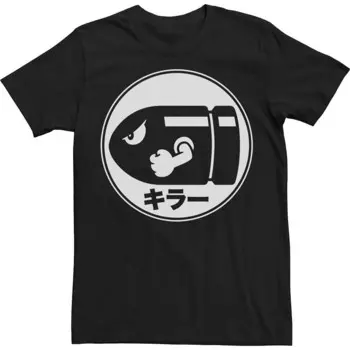 Футболка Big & Tall Nintendo Bullet Kanji Crest Shield Licensed Character, черный