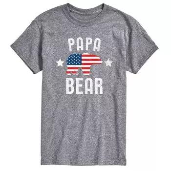 Футболка Big & Tall Papa Bear в патриотическом стиле Licensed Character, серый